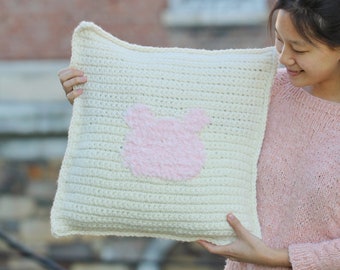 Crochet Pattern (PDF in English): Teddy Bear Throw Pillow, Crochet Throw Pillow, Teddy Bear Pillow, Crochet Animal Pillow