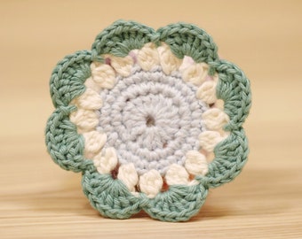 Amigurumi Crochet Pattern (PDF in English): Crochet Flower Coaster, Crochet Home Decor, Crochet Round Coaster, DIY Coaster, Wedding Favor
