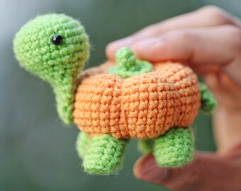 Amigurumi Crochet Pattern (PDF in English): Pumpernickel the Pumpkin Turtle, Crochet Pumpkin Turtle, Amigurumi Pumpkin Turtle