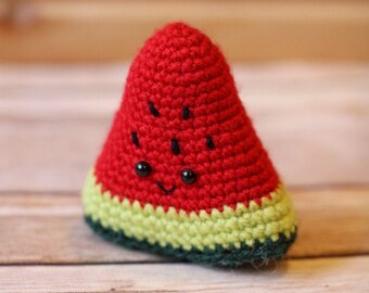 Amigurumi Crochet Pattern (PDF in English): Amigurumi Watermelon, Watermelon Play Food, Crochet Play Food, Crochet Watermelon