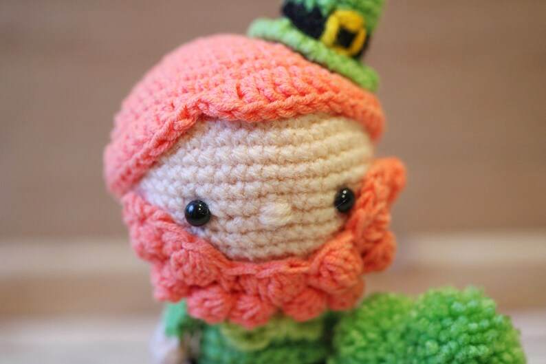 Amigurumi Crochet Pattern PDF in English: Liam the Leprechaun and Four-Leaf Clover image 4