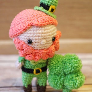 Amigurumi Crochet Pattern PDF in English: Liam the Leprechaun and Four-Leaf Clover image 5