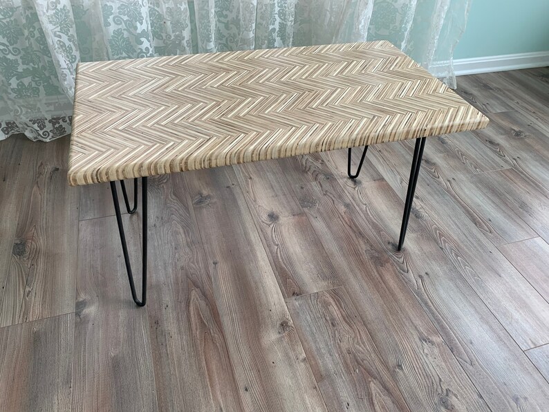 Herringbone Birch Plywood Coffee Table Etsy