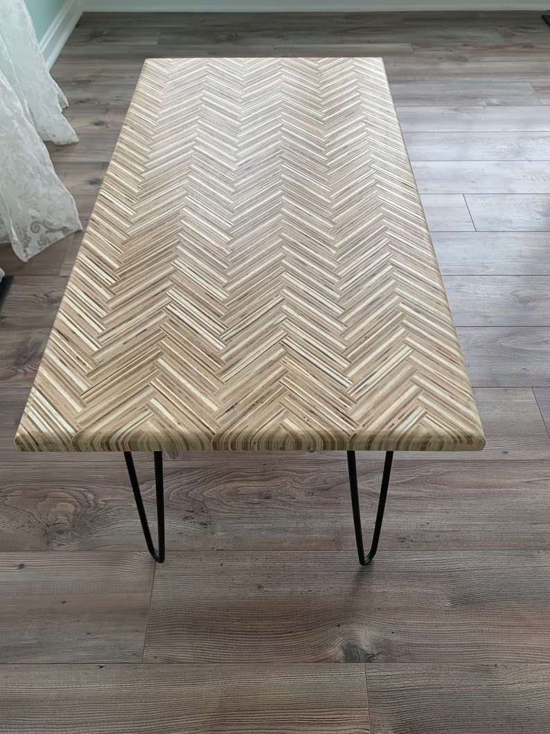 Herringbone birch plywood coffee table Etsy