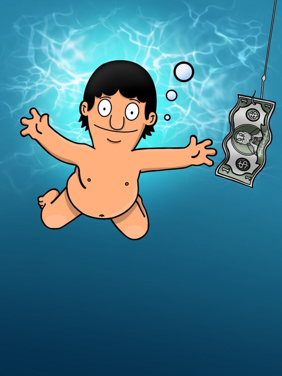 Gene Belcher Nirvana Nevermind Album Cover Mash Up Canvas Etsy