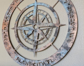 Custom Nautical Star Sign | Personalized Home Coordinates Metal Art