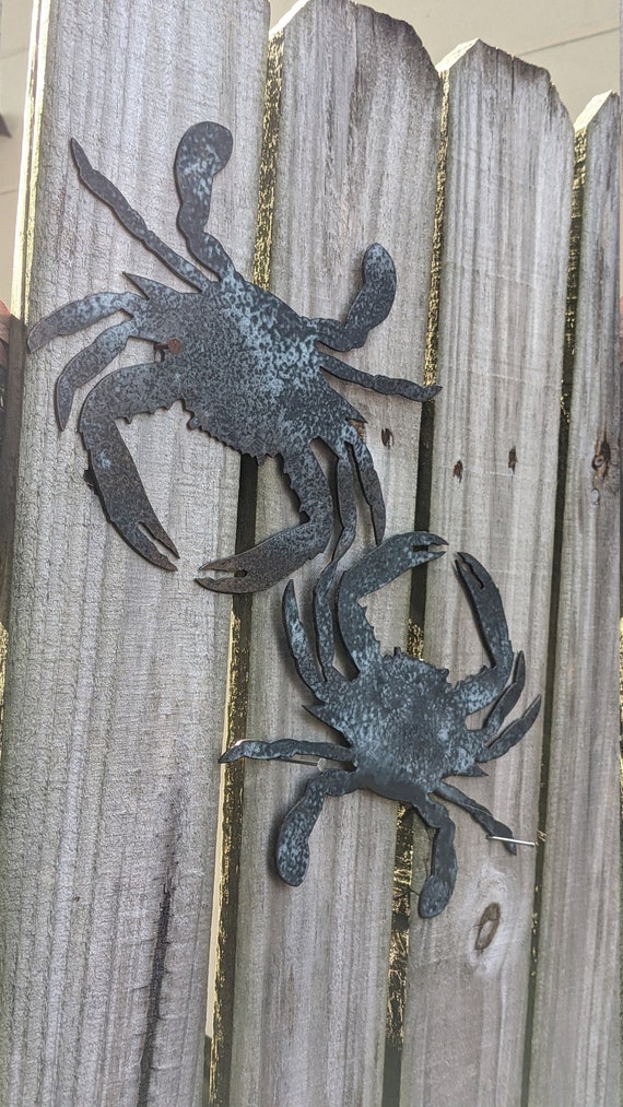 Metal Blue Crab Wall Art | Patina Finish | Coastal Decor