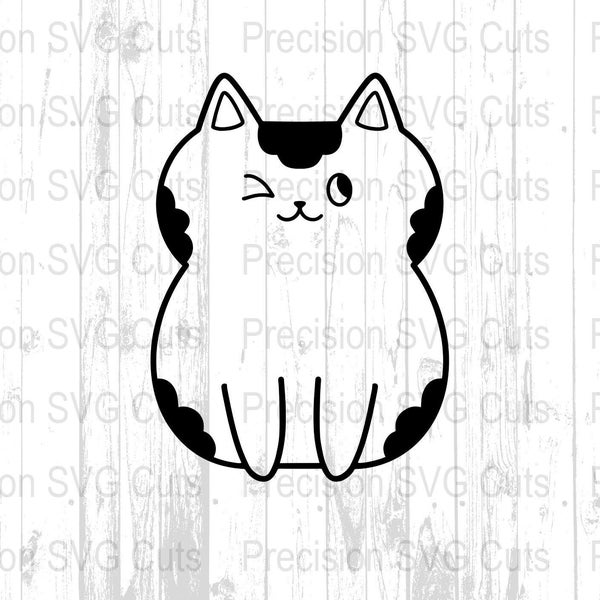 Cute Cat SVG Digital Art Printable, Black and White Kitty Illustration, Chubby Feline Clipart, Cat Lover Gift, Minimalist Cat Decor Download