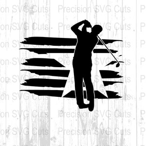 American Flag Golf SVG, Golfer Silhouette Patriotic PNG, USA Flag Digital Download, Sports Clipart, Golfing Cut File for Cricut Silhouette