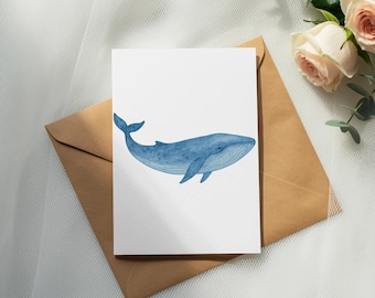 Sea Animals Clipart, Whale PNG, Ocean Animal Illustration, Watercolor Whale Art, Marine Life, Sea Creature, Nautical Decor, Digital Download