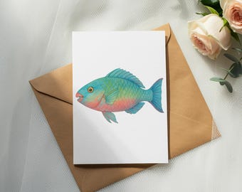 Havsdjur Clipart, Fisk PNG, Papegojfisk Clip Art, Akvarell Fisk Illustration, Havsdjur Digital Konst, Sommar, Undervattensdesigner