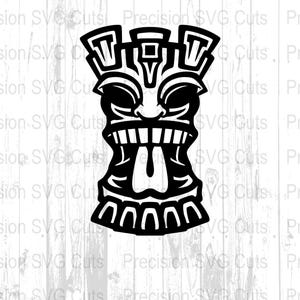 Polynesian Tiki Mask SVG, Tribal Tiki Face Vector File, Digital Art for Craft Projects, Hawaii Themed PNG Download