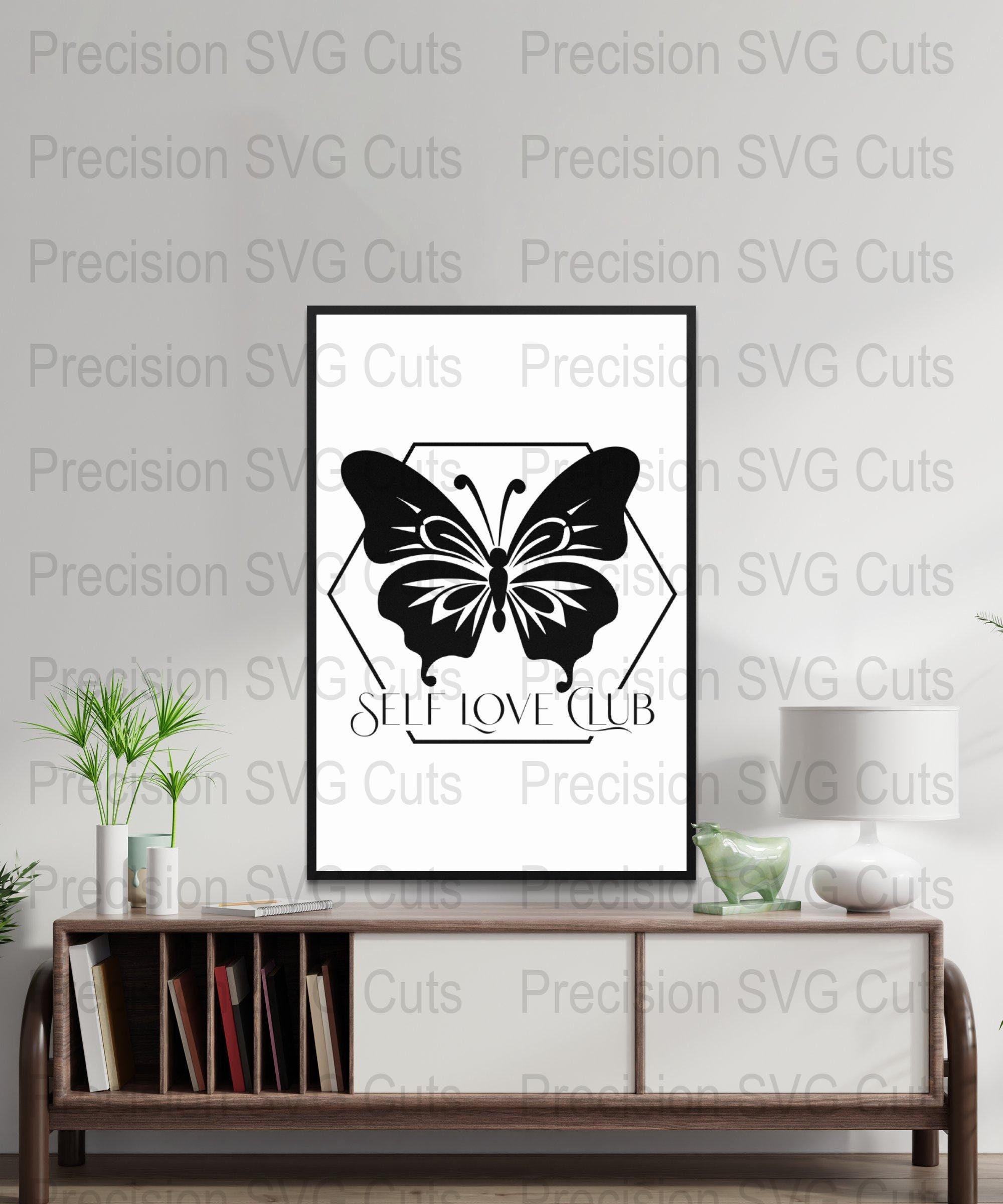 Butterfly SVG, Self Love Club Digital Download, Black White Vector, PNG ...