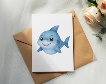 Baby Shark PNG SVG Clipart, Watercolor Ocean Animal, Cute Shark Sublimation, Baby Shower Digital Download, Commercial Use Transparent