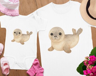 Watercolor Baby Seal PNG Clipart, Nursery Art (Digital Download)