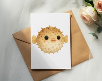 Pufferfish PNG Clipart, Watercolor Cute Fish SVG, Baby Ocean Animal Sublimation, Sea Creature Digital Download, Transparent Commercial Use