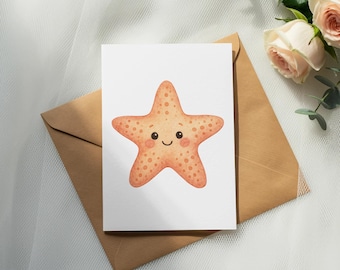 Watercolor Starfish Clipart, Baby Sea Animal Illustration (Digital Download)