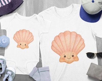 Watercolor Sea Shell Clipart, Cute Baby Sea Animal PNG (Digital Download)