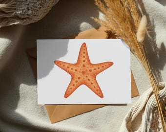 Akvarell sjöstjärna, undervattensdjur, PNG Clipart, havsdjur, stranddekor, sommarclipart, kustkonst, havslivsgrafik, marint