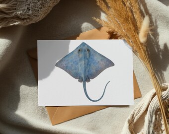 Watercolor Stingray, Under the Sea Animal, PNG Clipart, Ocean Creature, Printable Art, Instant Download, Coastal Decor, Craft Supply