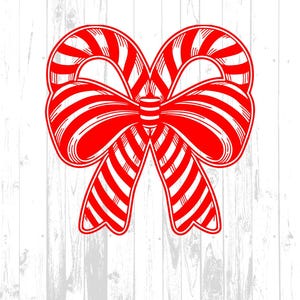 Candy Cane Coquette Bow SVG, Digitale Instant Download, DIY Craft, Vakantiedecoratie, Cadeaupapier, Scrapbooking, Kaarten maken, Illustraties