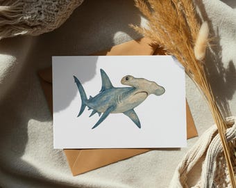 Watercolor Hammerhead Shark, Under the Sea Animal, PNG Clipart, Ocean Animal Art, Sea Life Illustration, Graphic Design Resource