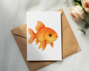 Watercolor Goldfish PNG Clipart, Transparent Background (Digital Download)