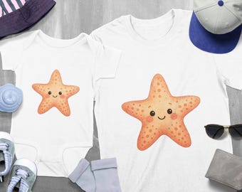 Watercolor Starfish Clipart, Baby Sea Animal Illustration (Digital Download)