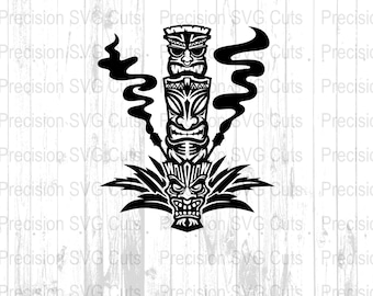 Tribal Tiki Totem SVG, Polynesian Tattoo Style Clipart, Vector Design for Shirts and Decals, Digital Download
