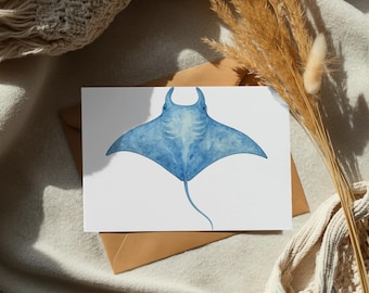 Watercolor Manta Ray, Under the Sea Animal, PNG Clipart, Ocean Creature, Printable Art, Graphic Design Resource, Commercial Use
