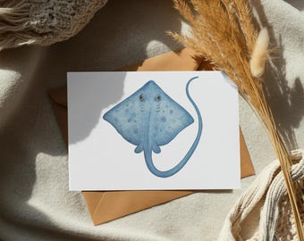 Watercolor Stingray PNG, Sea Animal Clipart, Under the Sea Illustration, Transparent Background, Digital Download, Sublimation Design