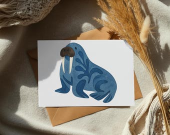 Matisse Style Watercolor Walrus PNG Clipart, Sea Animal, Digital Download, Transparent Background, Printable, Commercial Use, Vector Graphic