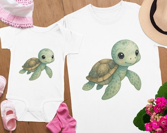 Baby Sea Turtle Watercolor Clipart, Nursery Art (Digital Download)