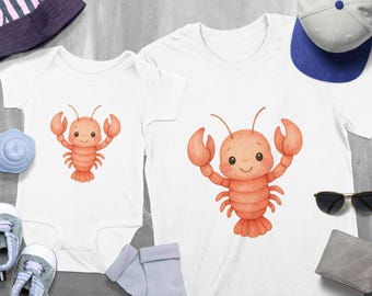Watercolor Lobster PNG Clipart, Cute Baby Sea Animal, Transparent Background, Digital Download, Commercial Use, Planner Stickers
