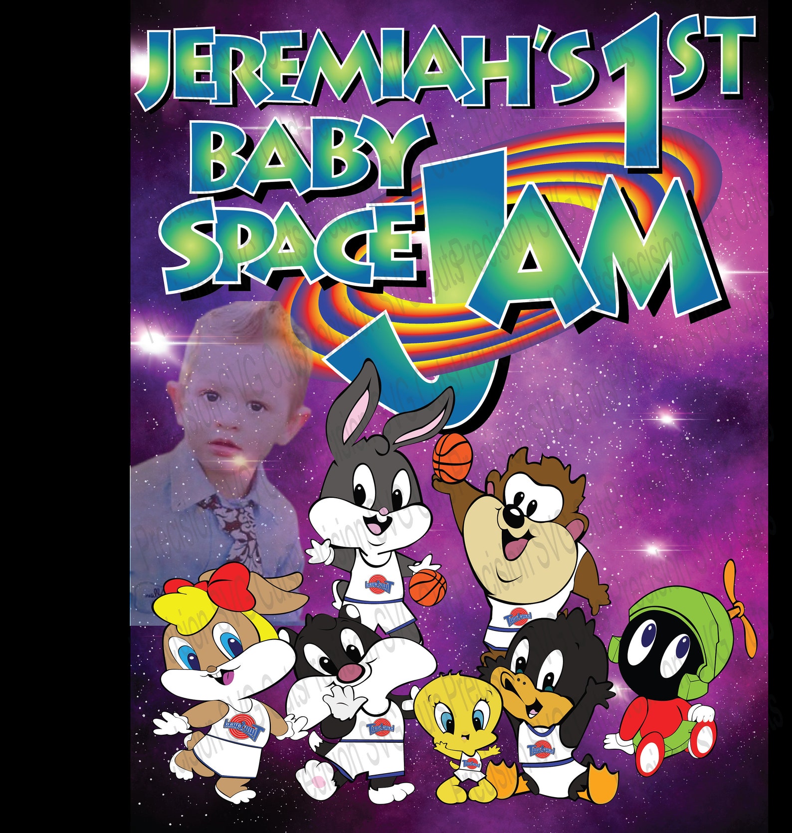 Custom Personalized Baby Space Jam Photo Banner Digital Etsy