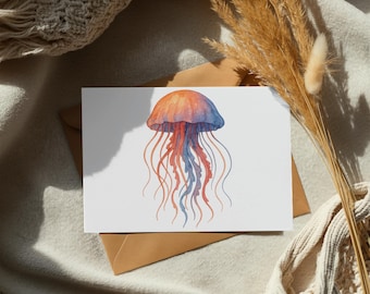 Watercolor Jellyfish PNG, Under the Sea Clipart, Sea Animal Illustration, Transparent Background, Digital Download, Crafts, Sublimation