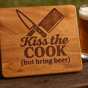 Kiss The Cook SVG, Digital File, Funny Kitchen, Cut File, Laser Cutting File, Chef Gift, Cooking, BBQ, Grill, Beer