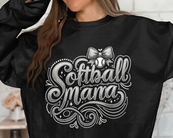 Softball Mama Rhinestone PNG, Transparent Background, 300 DPI, Sparkly Softball Mom Design, Sports Mom Digital Download