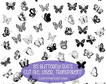 Butterfly SVG Bundle, 85 Butterfly Cut Files PNG, Commercial Use