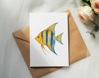 Havsdjur Clipart, Fisk PNG, Ängelfisk Illustration, Havsdjur Konst, Akvarell Havsliv, Marina Djur Grafik, Digital Nedladdning