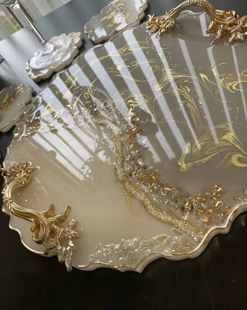 Decorative Tray & Set of 4 Coaster / Gift Set / Home Etsy