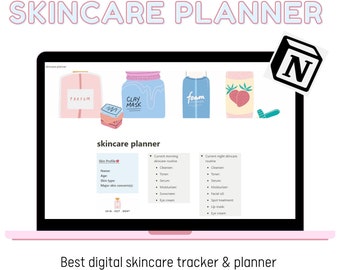 skincare routine, notion template, editable skincare routine, skincare template, glow up planner, adhd notion template, skincare tracker
