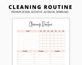 Adhd cleaning routine, weekly cleaning schedule template, physical decluttering list, house chores , deep cleaning template, daily routine