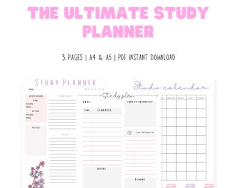study plan, study planner, study planner templates, study schedule, 2021 study planner,study organizer, A4 and A5 PDF INSTANT DOWNLOAD