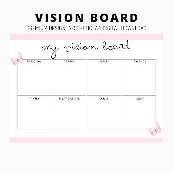 Vision Board Template Etsy