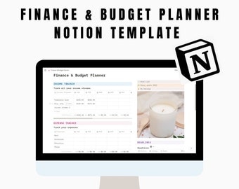 AESTHETIC Notion template 2022, Notion finance template, notion bill tracker, income and expense tracker Notion dashboard, budget planner