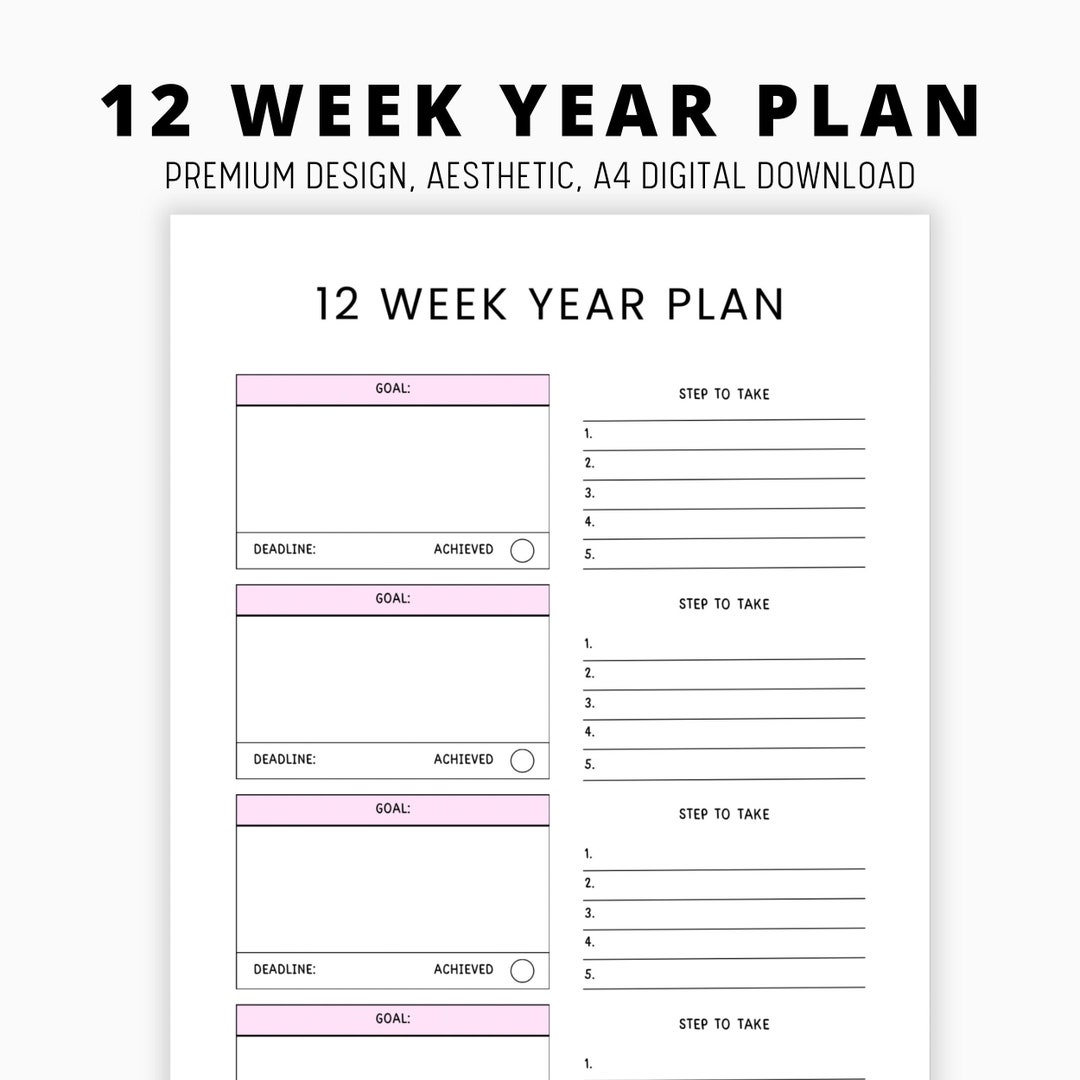12 Week Year Planner, Goal Planner, Project Management System, Quarterly Goals,12 Week Habits, 12 Week Year Planner,task Tracker Spreadsheet - Etsy for 12 Week Year Templates Free Printable