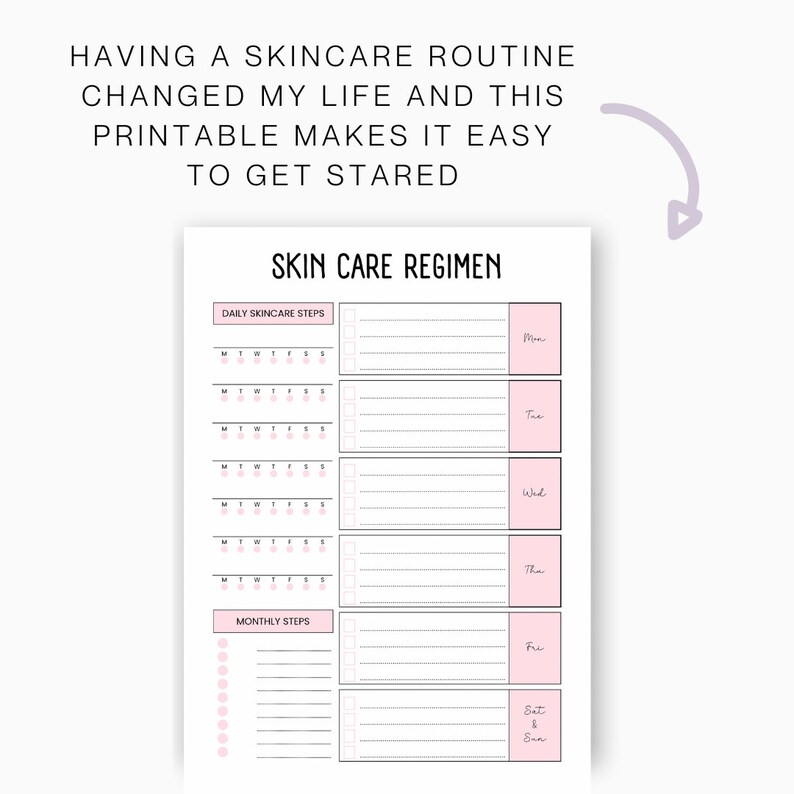 Skin Care Routine Printable, Skin Care Routine Tracker, Skincare ...
