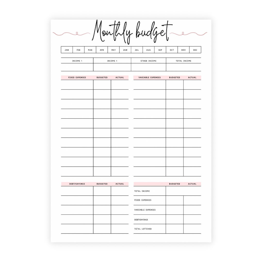 Printable Monthly Budget Tracker, Monthly Budget Spreadsheet , Income ...
