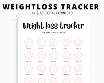 WEIGHT LOSS tracker, weekly weight tracker, fitness journal, weight loss journey, printable weight loss planner, pink weight loss tracker